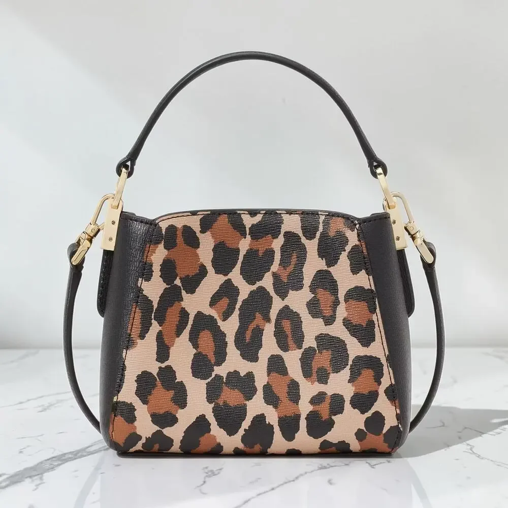 Kate Spade Phoebe Mini Top Handle Crossbody Bag Brown Multi Leopard KJ929 NWT